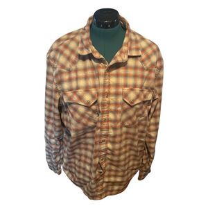 Pendleton Wyatt Snap Front Western Shirt 100% Cotton Orange Blue Plaid Gorpcore
